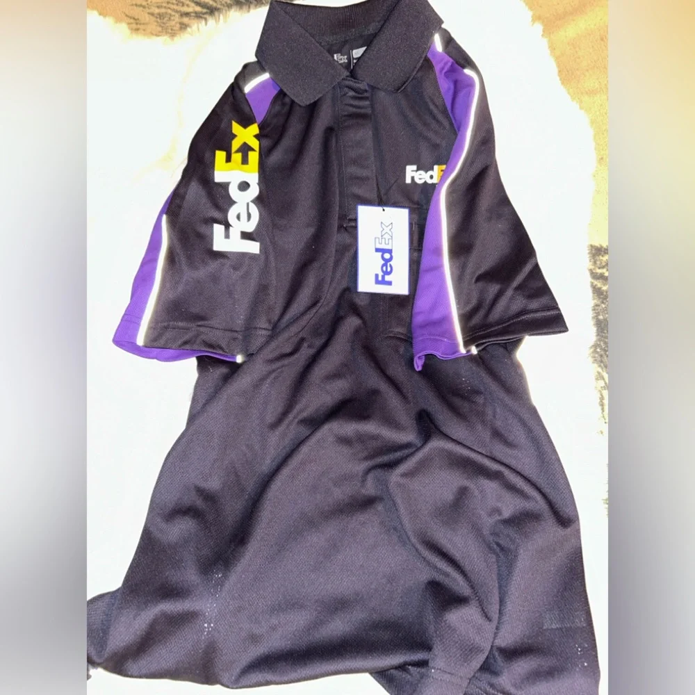 FedEx Men/Women’s unisex Black and Purple uniform shirt - Picture 2 of 4